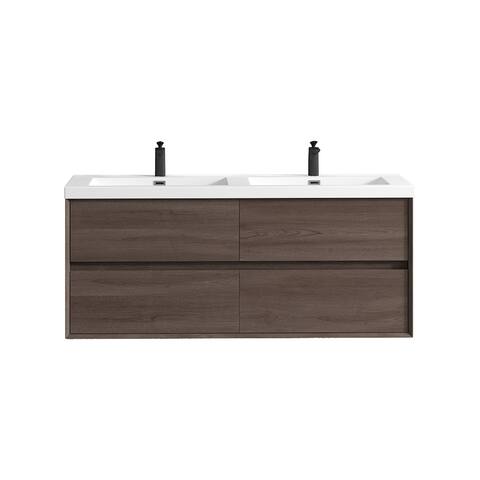 Kingdee 60D" Wall Mounted Vanity with Reinforced Acrylic Sink