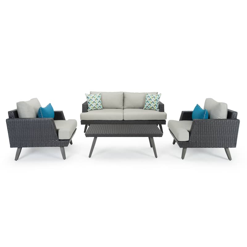Portofino Casual 4 Piece Sunbrella Outdoor Patio Loveseat Group