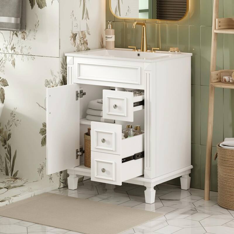 24" Bathroom Vanity with Ceramic Sink
