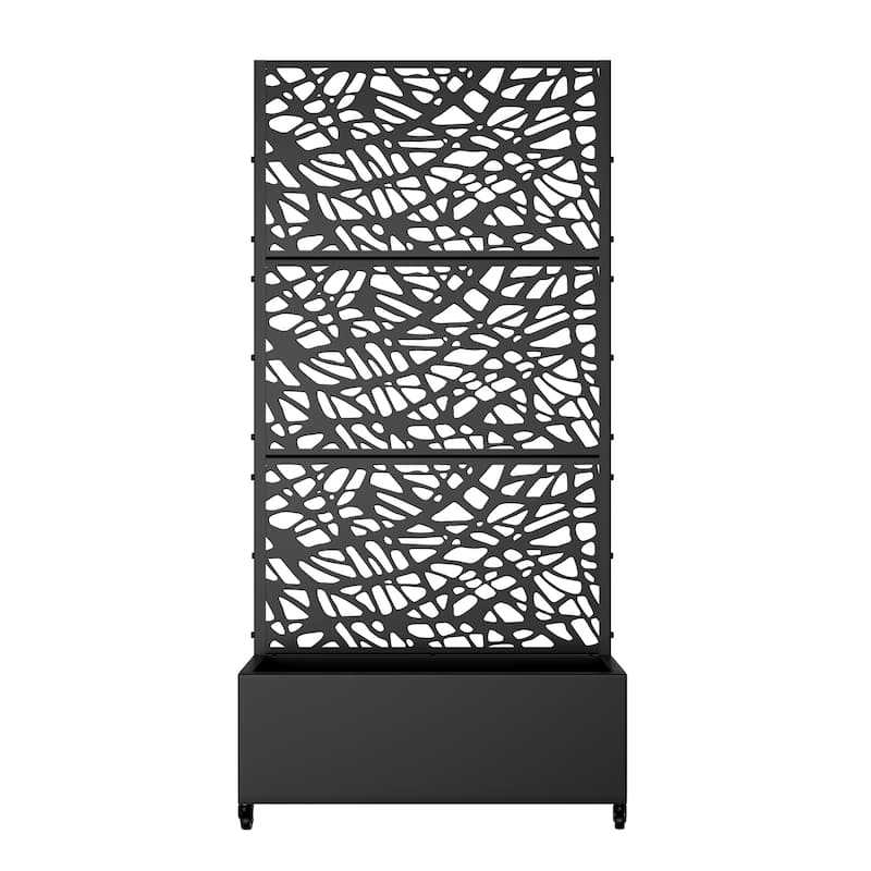Metal Movable Planter Box with Trellis Privacy Screen Planter Box with Lockable Wheels