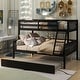 preview thumbnail 1 of 4, Twin Over Full Bunk Bed with Trundle and Ladder and Safety Rails,Convertible into 2 Beds, for Kids, Teens, Adults Espresso