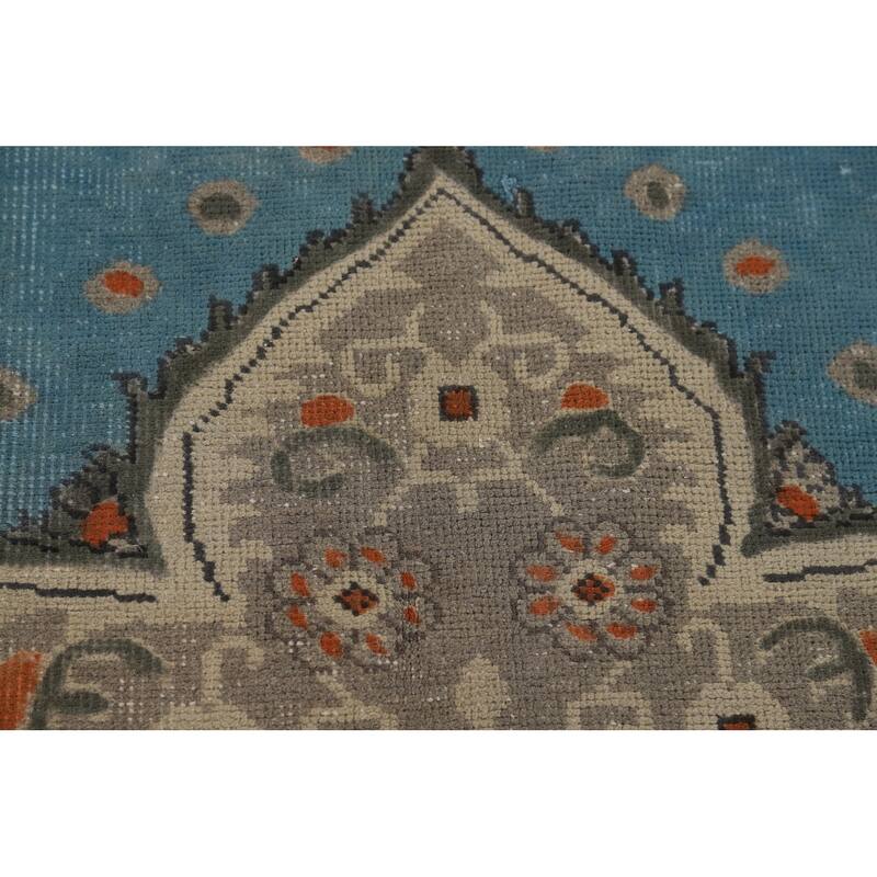 Blue Tabriz Vintage Persian Area Rug Handmade Traditional Wool Carpet - 9'7" x 12'8"