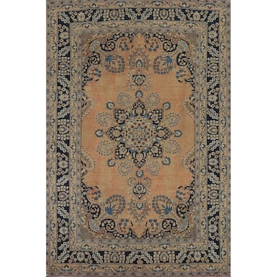 Mashad Vintage Persian Area Rug Handmade Wool Carpet - 6'4" x 9'8"