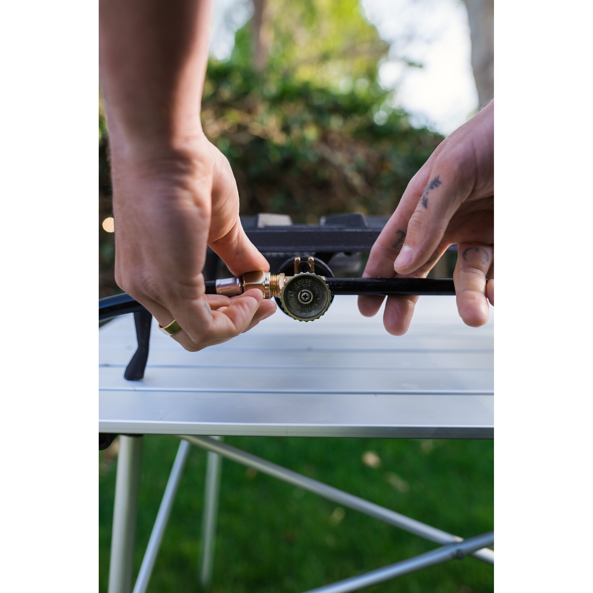 Stansport Double Burner Cast Iron Stove 30,000 BTUs Black Bed