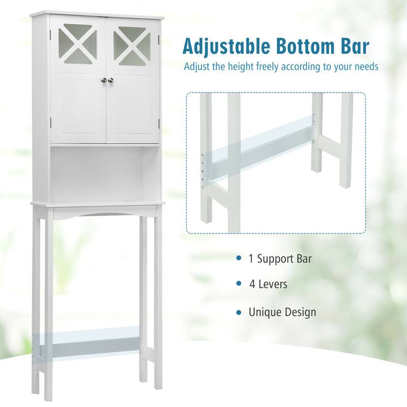 Gymax 2-Door Over The Toilet Bathroom Space Saver Storage Cabinet w/