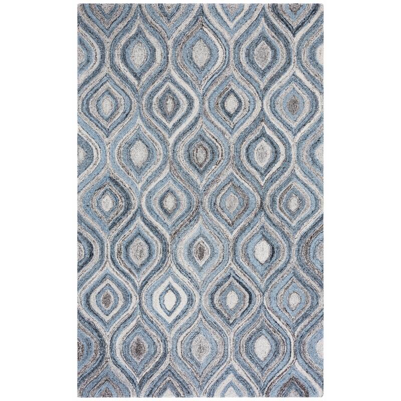 SAFAVIEH Handmade Abstract Florencia Geometric Ogee Wool Rug - 6' Square - Grey/Blue