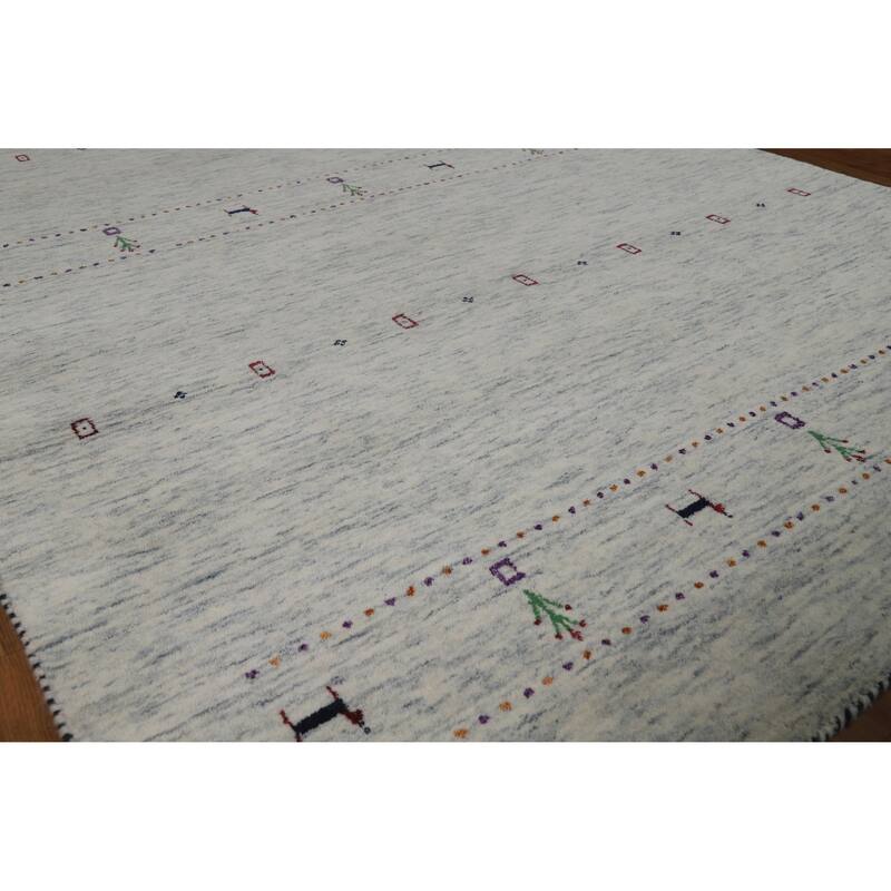 Hand Knotted Oriental 100% Wool Carpet Tribal Animal Pictorial Beige & Ivories Gabbeh Area Rug - 7' 11'' X 5' 2''