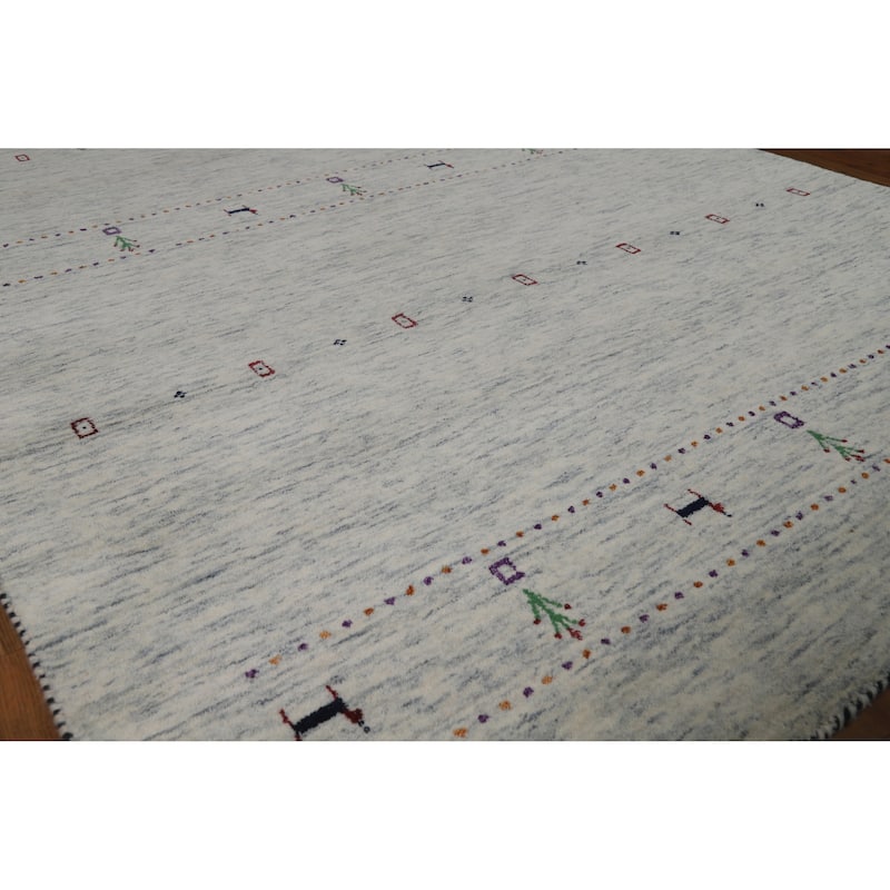 Little Animals Gabbeh Indian Area Rug Handmade Wool Carpet - 5'2" x 7'11" - 5'2" x 7'11" - Ivory/Beige