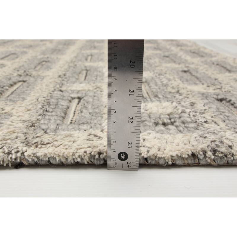 ECARPETGALLERY Braid weave Sienna Grey Wool Rug - 5'1 x 8'0