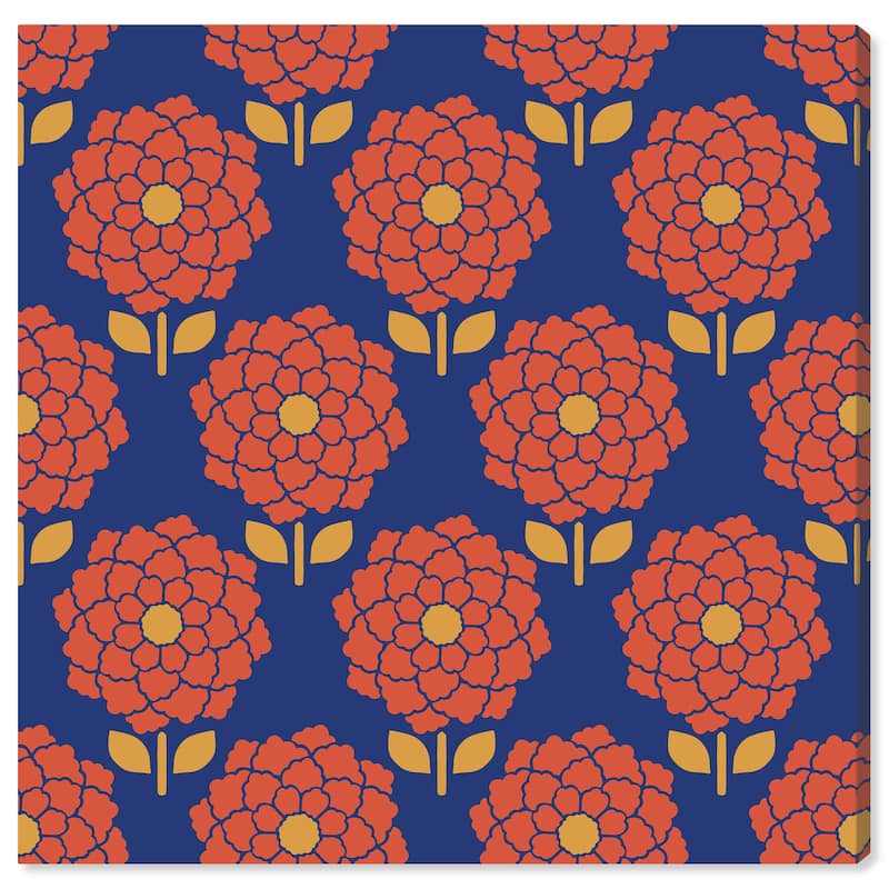 Wynwood Studio Canvas Floral and Botanical One of Tokyo Flower Pattern Orange and Dark Orange Modern Wall Art Canvas Print