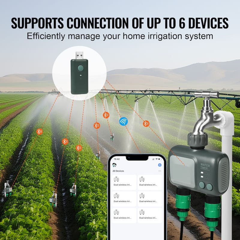 WiFi Sprinkler Timer, Smart Hose Faucet Water Timer with Brass Inlet, APP Control via 2.4Ghz WiFi or Bluetooth, Voice Control