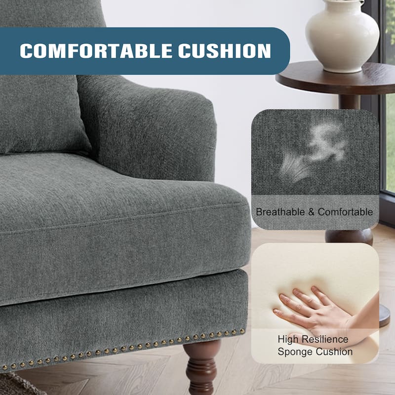 Set of 2 Mid Century Chenille Upholstered Accent Chairs