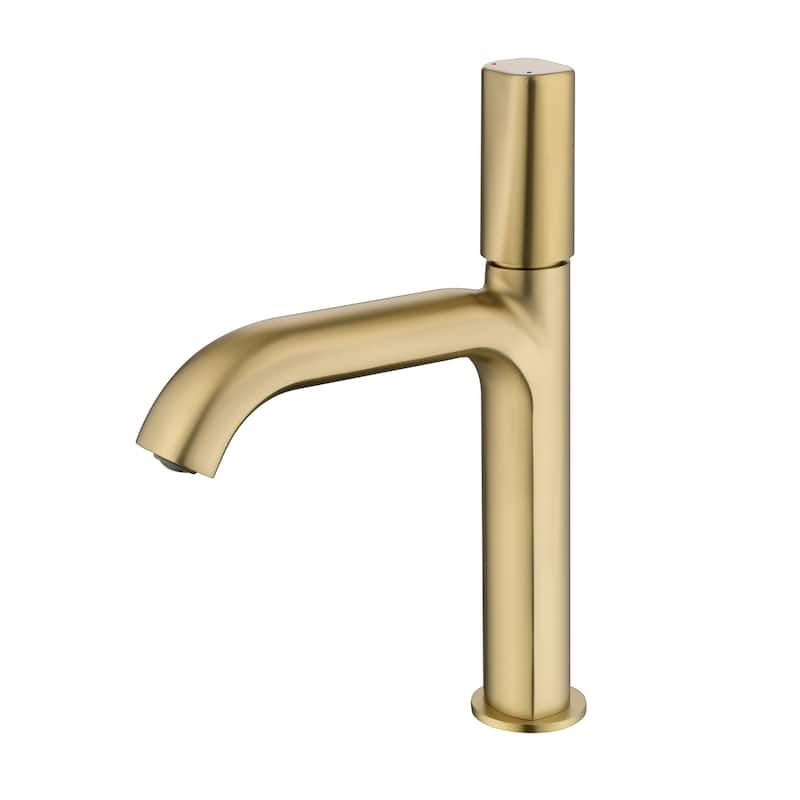 Single Handle Bathroom Sink Faucet Brass Deck Mount Modern 1 Hole Bathroom Vanity Basin Faucets Brushed Gold - Brushed Gold
