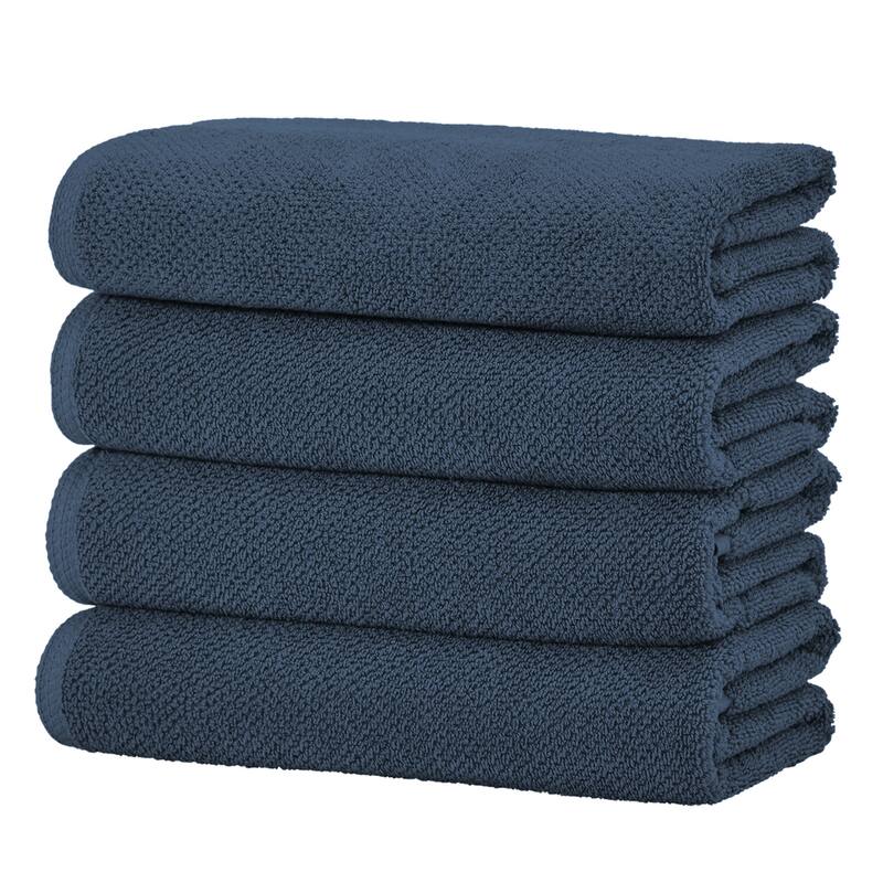 Linery & Co. Luxury Cotton Textured Bath Towel - Bath Towel (Pack of 4) - Stone Blue