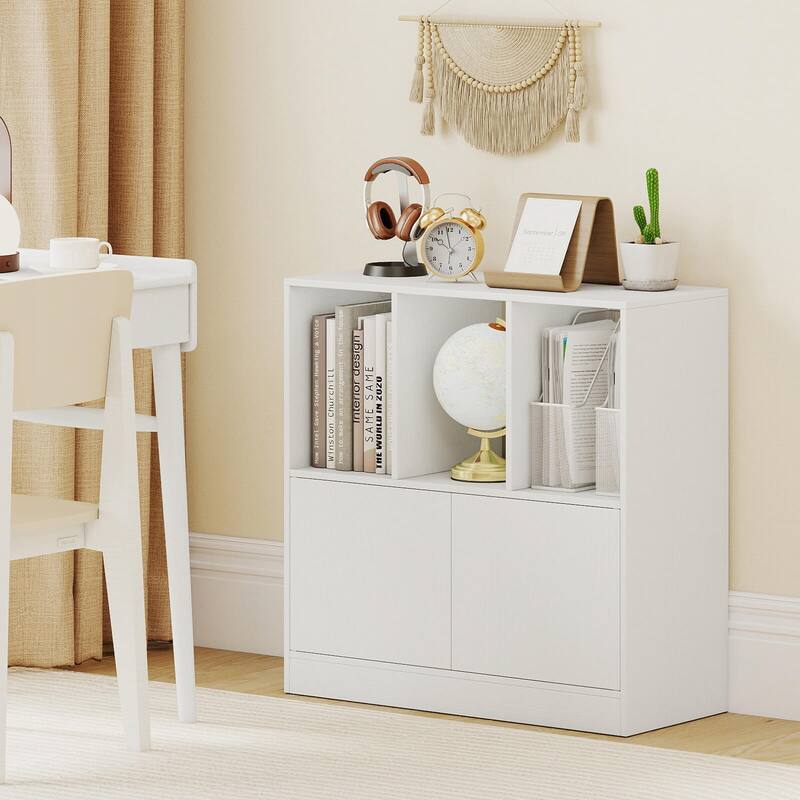 Costway 1/2 PCS Cube Bookcase with Doors, Open Compartments & Cabinet, - See Details