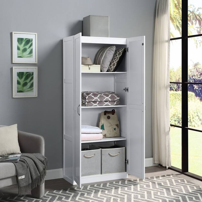 Manhattan Comfort Hopkins Modern Storage Closet 3.0 in Black - White
