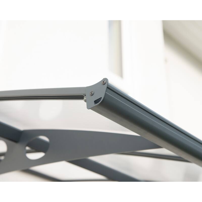 Herald 5 ft. Gray/Clear Door and Window Fixed Awning