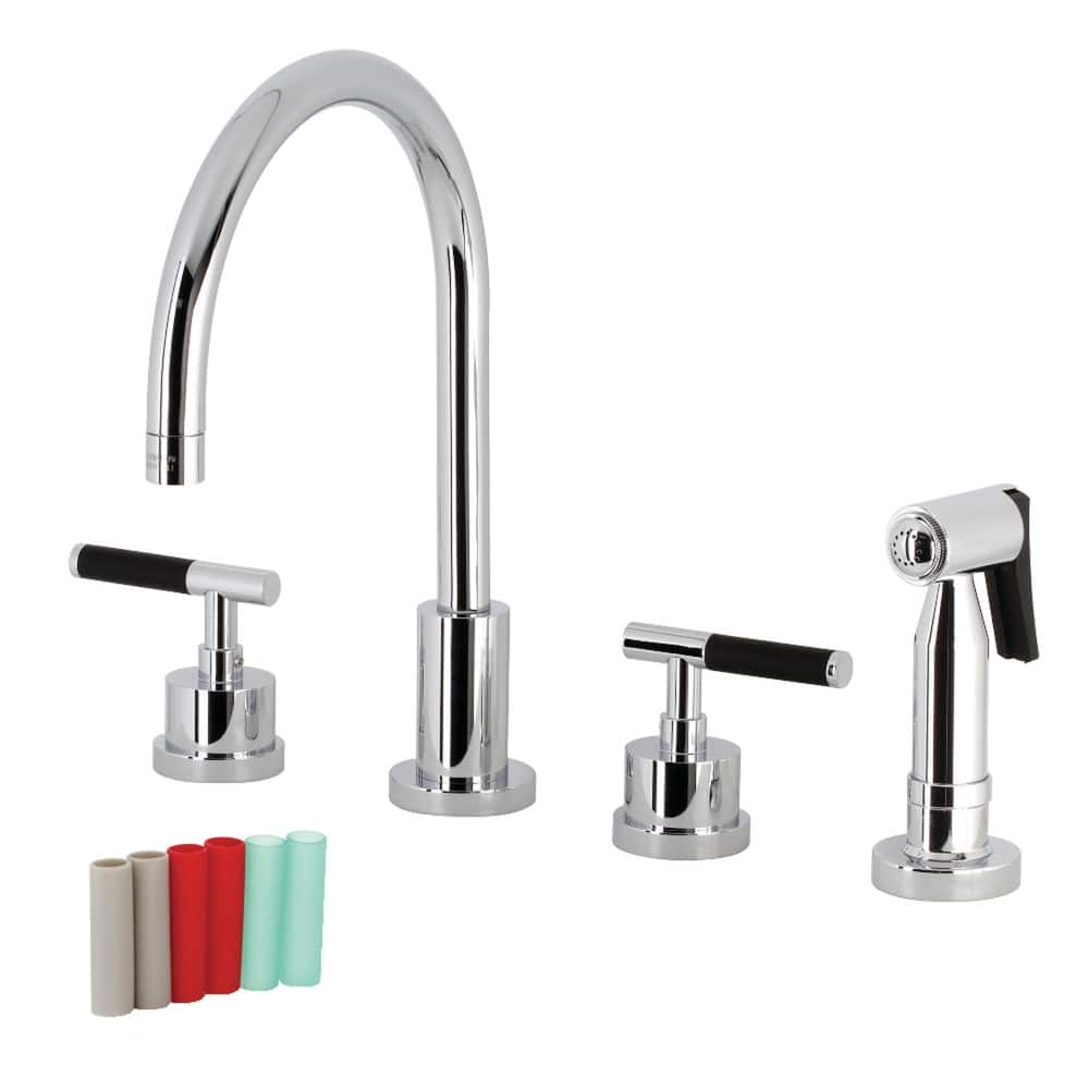 Kingston Brass Kaiser Widespread Kitchen Faucet with Brass Sprayer