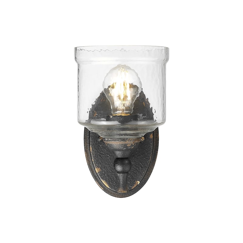 Golden Lighting 0806-1W HWG Keating 10" Tall Bathroom Sconce - Antique Black Iron