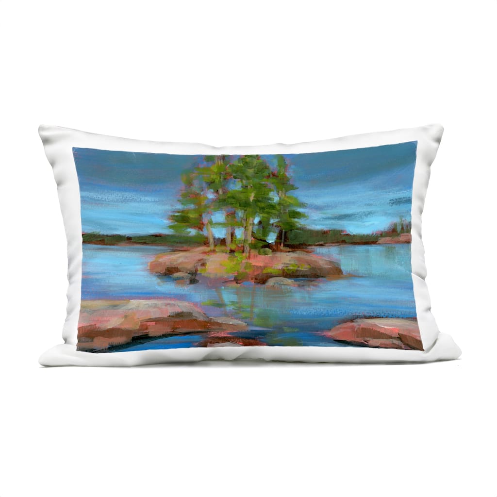 Stupell Abstract Lake Island Landscape Printed Outdoor Throw Pillow Design by Kristy Andrews