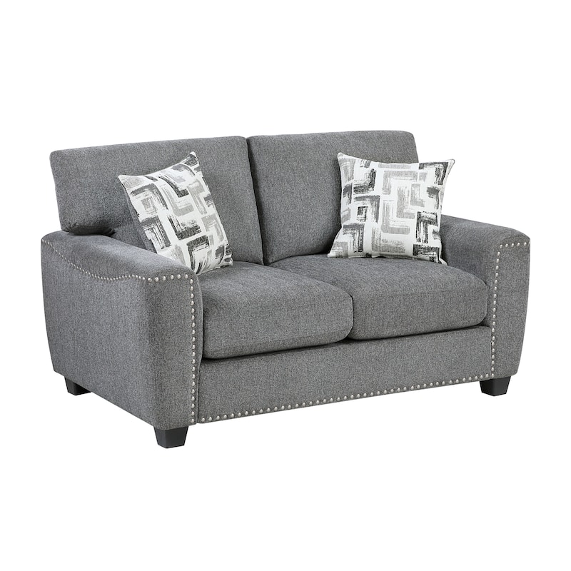 Windsor Chenille 2-Piece Living Room Sofa Set with Nailhead Trim