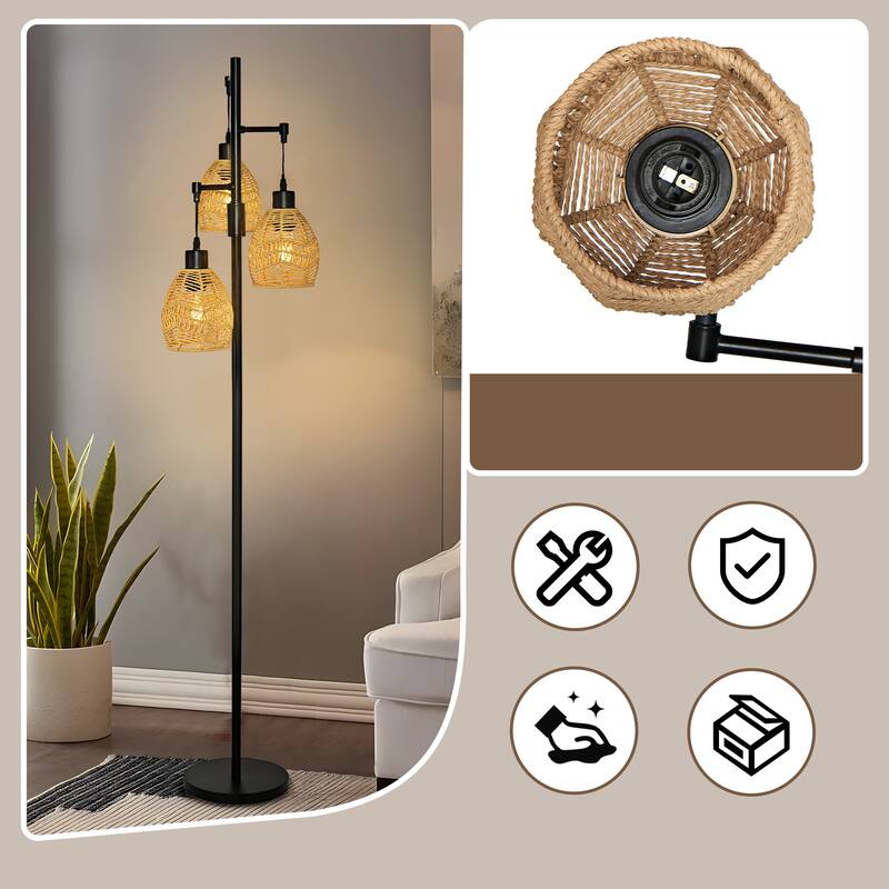 65'' Black Tree Floor Lamp for Bedroom