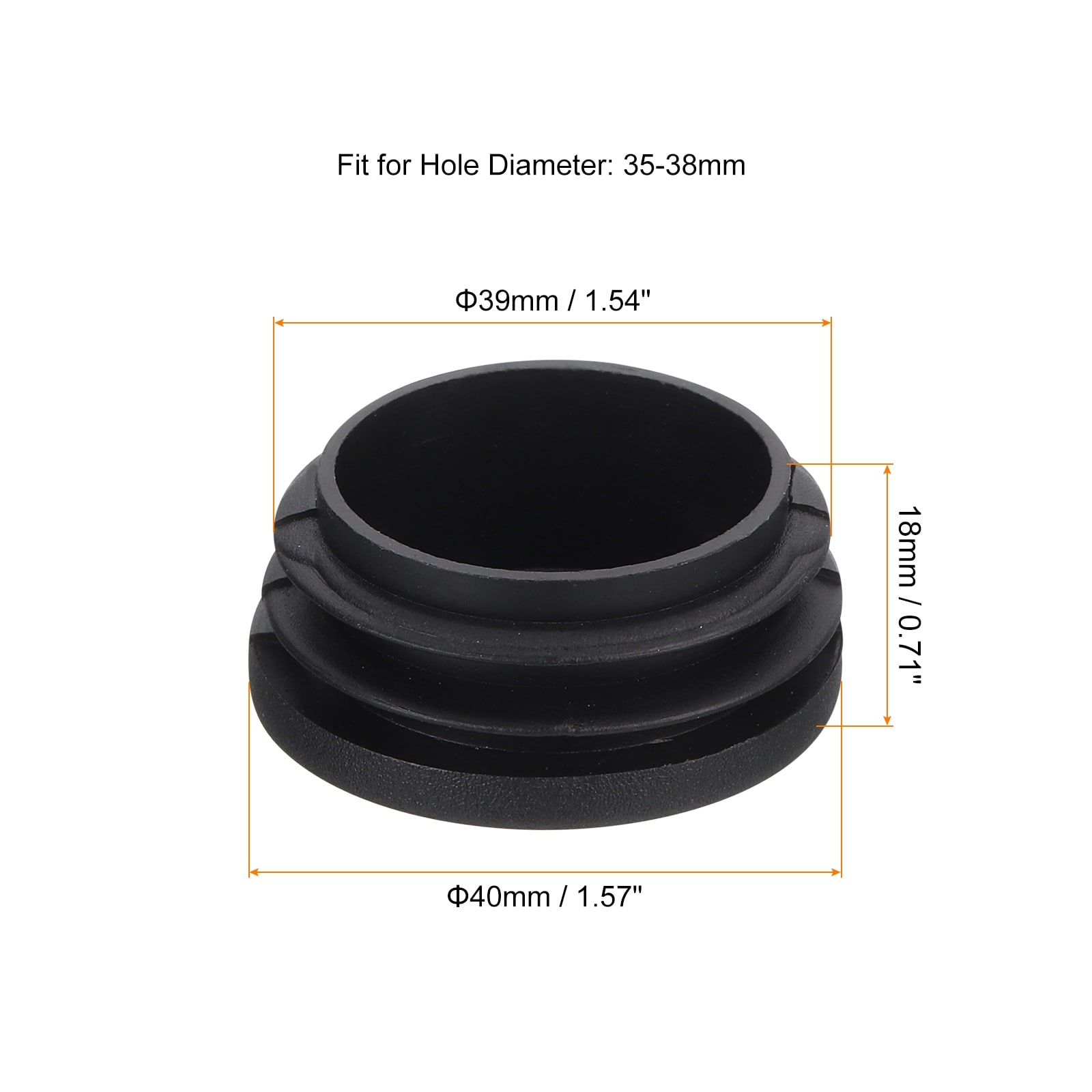 Plastic Plug, Black Tubing End Cap Plugs, Furniture Leg Pipe Insert, Glide Protection for Chair, Sofa, Table, Shelf