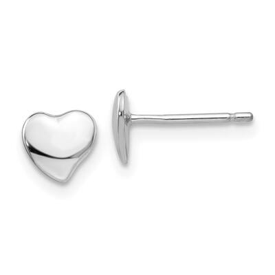 Diamond2Deal 14k White Gold Polished Heart Post Stud Earrings (L-3mm, W-3mm)