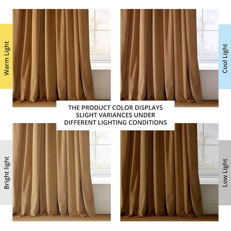 Exclusive Fabrics Signature Extra Wide Amber Gold Velvet Blackout Curtain (1 Panel) - Luxurious Blackout Drapery