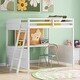 preview thumbnail 1 of 7, Modern Versatility Full size Wooden Loft Bed with Desk and Writing Board, No Box Spring Required, Maximized space White