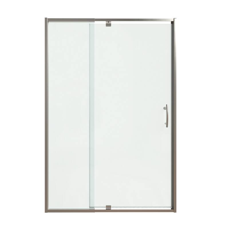 Modland 44-48''W x 71''H Pivot Frame Sliding Shower Door with 1/4"(6mm) Clear SGCC Tempered Glass in Black/Chrome/Nickel