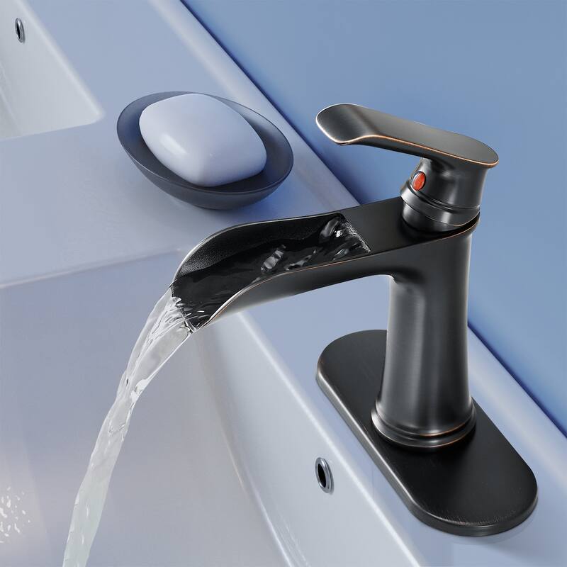 Topcraft Single Handle Waterfall Bathroom Faucet with Baseplate