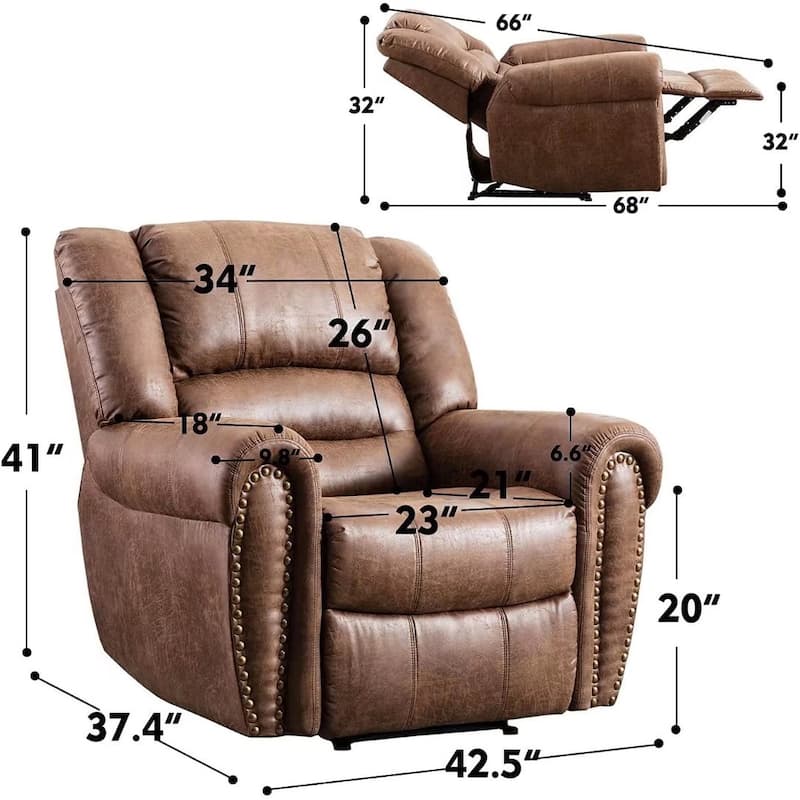 Classic and Traditional Manual Recliner Chair with Comfortable Arms and Back