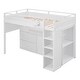preview thumbnail 8 of 7, White Pine Wood Twin Size Loft Bed with Rolling Cabinet