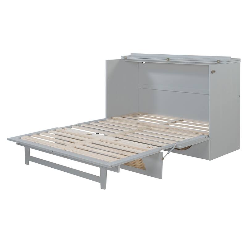 Modern Murphy Bed with Large Drawer, USB Ports, and Outlets