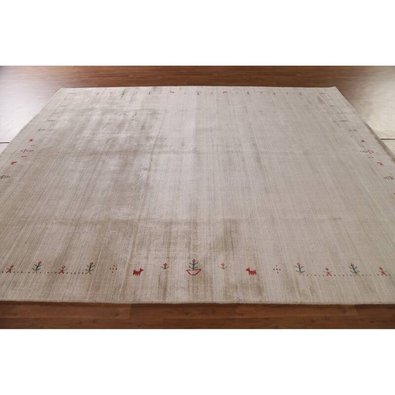 Tribal Gabbeh Indian Area Rug Hand-Knotted Wool Carpet - 8'1"x 9'10"