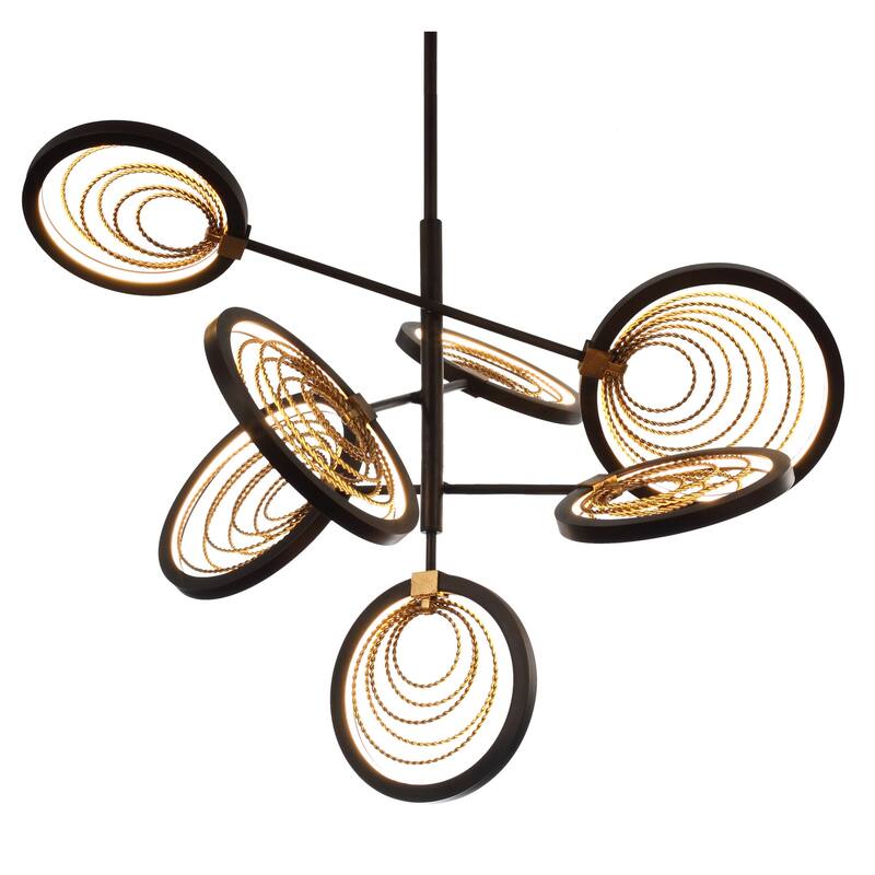 Studio M SM23845 Lariat 7 Light 37" Wide LED Abstract Pendant - Bronze Gilt / Gold Leaf