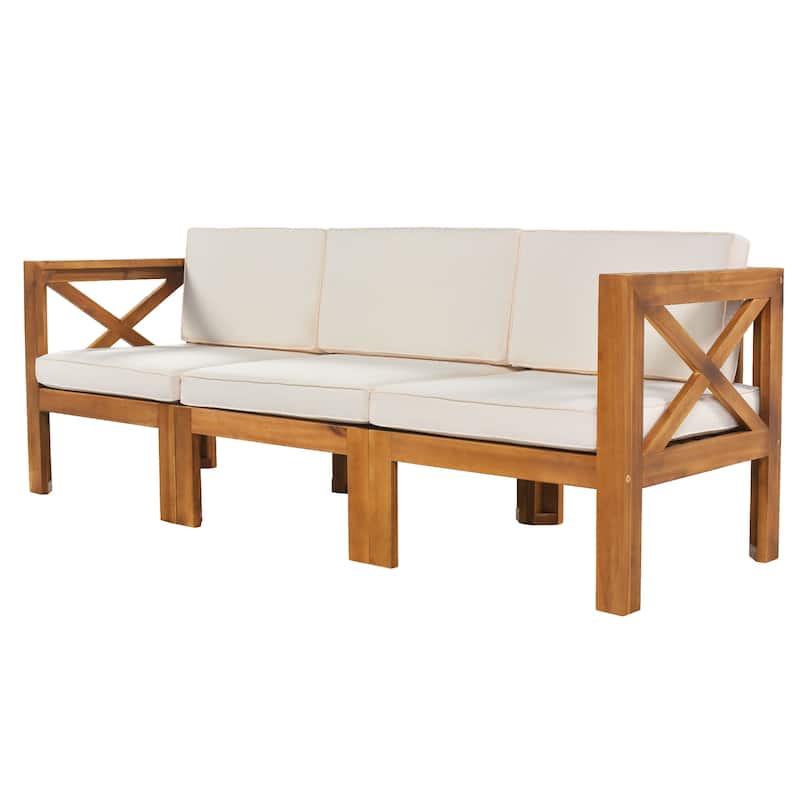 5 Piece Outdoor Patio Furniture Set, All Weather Outdoor Conversation Set, Wooden Sectional Sofa Set with Coffee Table