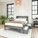 preview thumbnail 14 of 17, Max and Lily Farmhouse Full Bed w/ Plank Headboard and Storage Drawers Driftwood