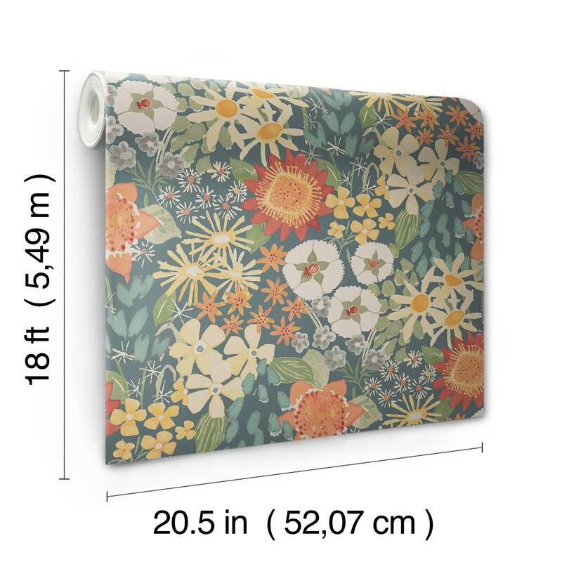 Sadie Teal Peel and Stick Wallpaper