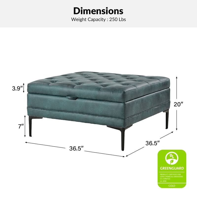 Geoffrev Transitional Lift Top Storage Button-Tufted Cocktail Ottoman by HULALA HOME