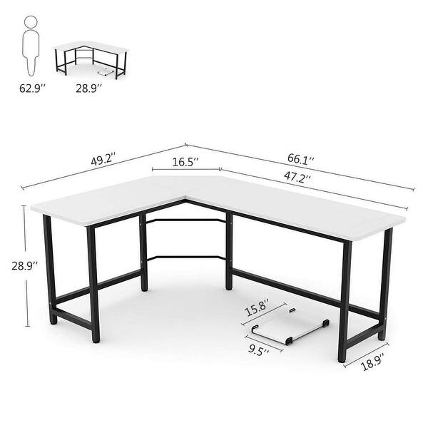 images Tribesigns Modern L-Shaped Desk With Bookshelf tribesigns large modern l shaped corner