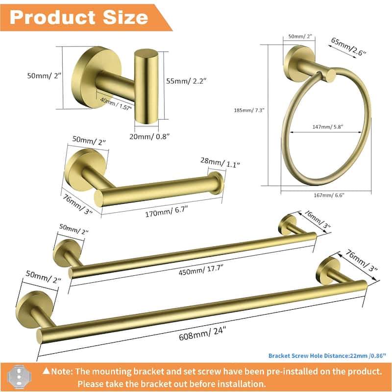 Modern Bath Hardware Set Towel Holder Set in Stainless Steel