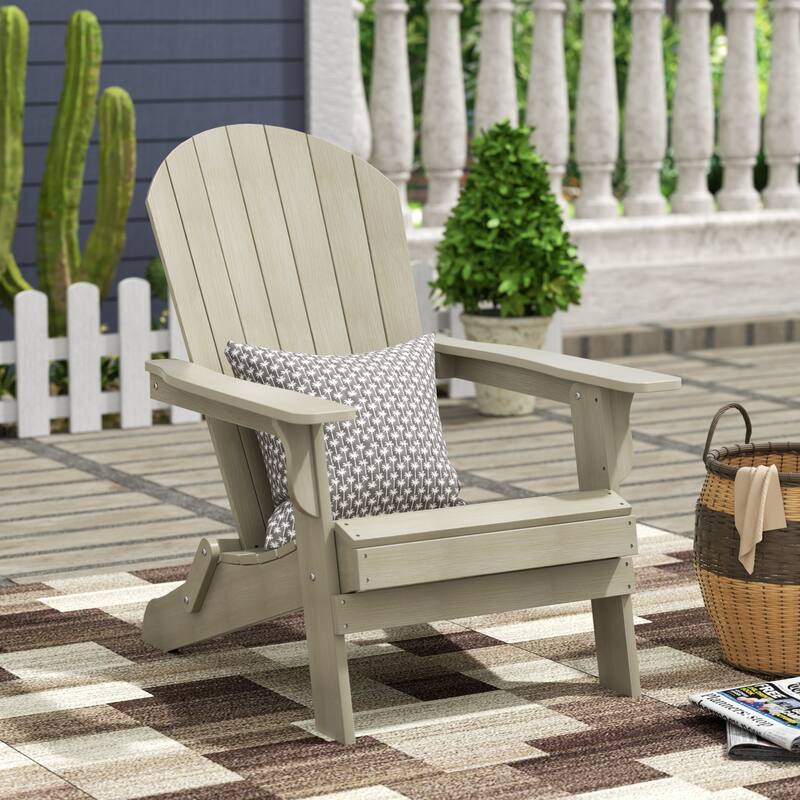 Vineyard HIPS Outdoor Folding Eco-Friendly All Weather Seashell Adirondack Chair - Weathered Gray
