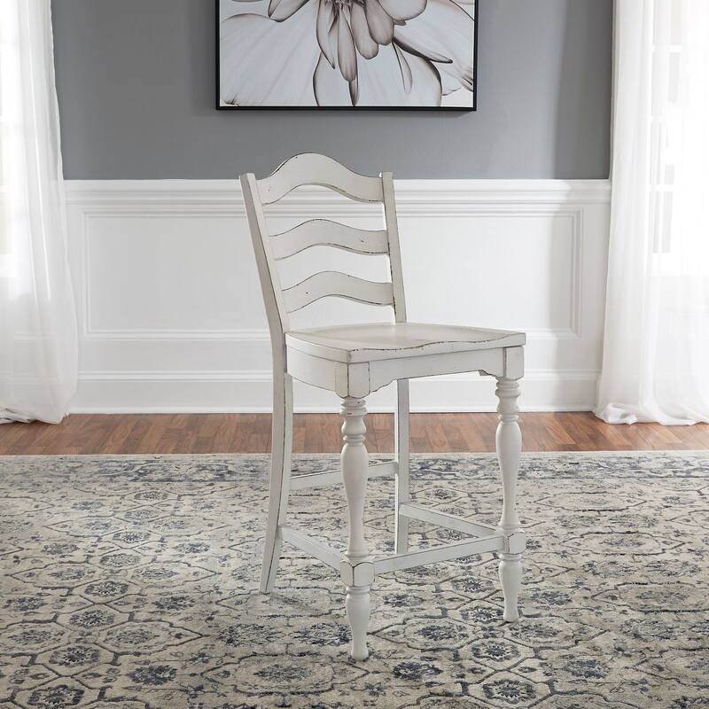 Magnolia Manor Antique White Weathered Bark Ladder Back Counter Chair (Set of 2) - Set of 2
