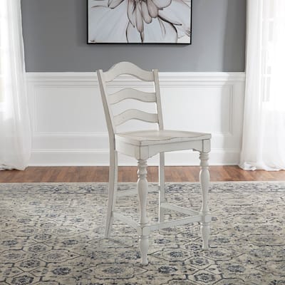 Magnolia Manor Antique White Weathered Bark Ladder Back Counter Chair (Set of 2)