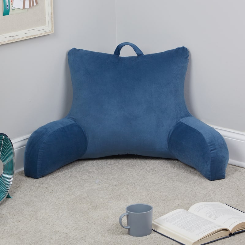 Klear Vu Velour Bed Rest Back Support Pillow with Pocket and Handle