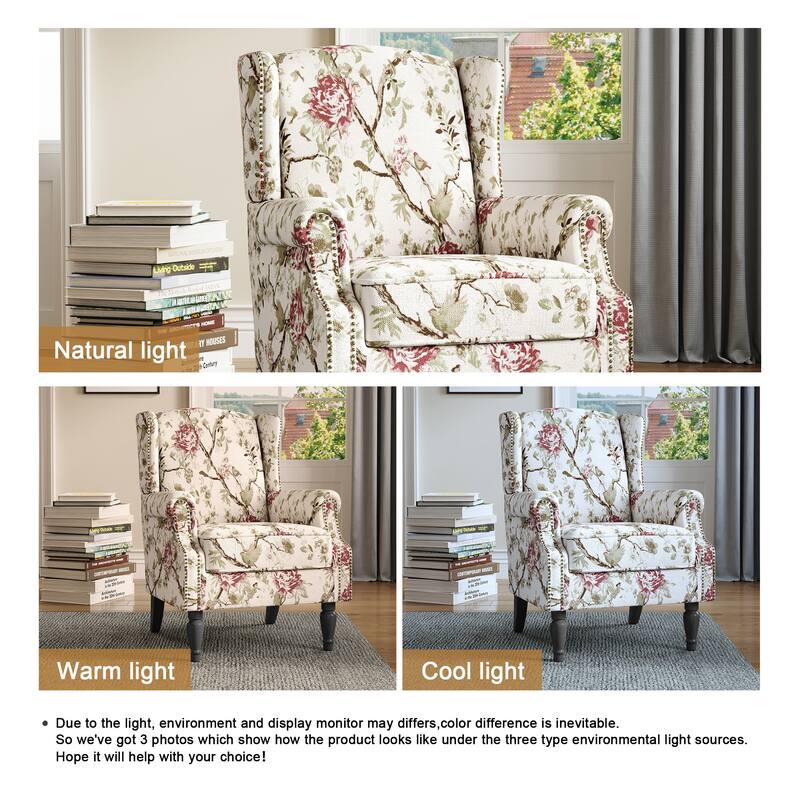 Wingback Accent Chair Nailhead Trim Living Room Reading Chair