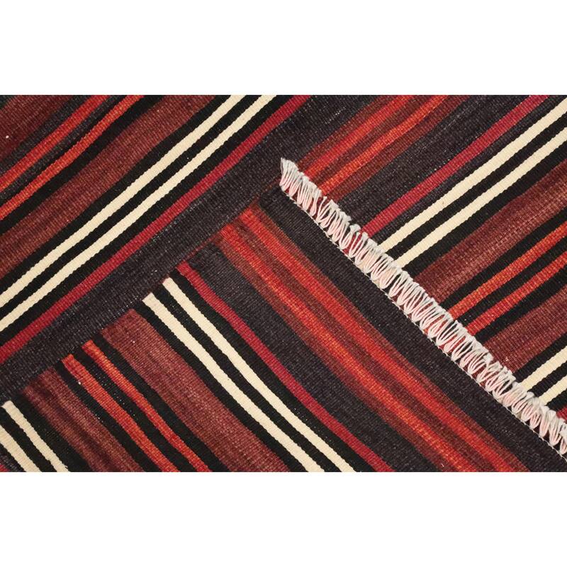 Hand Woven Oriental 100% Wool Carpet Southwestern Geometric Oranges & Rust Kilim Area Rug - 11' 6'' X 5' 0''