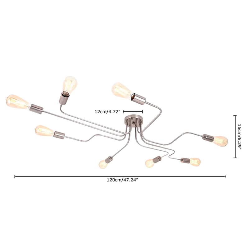 8 - Light Mid-Century Modern Industrial Spider Shape Circuit Board Semi-Flush Mount